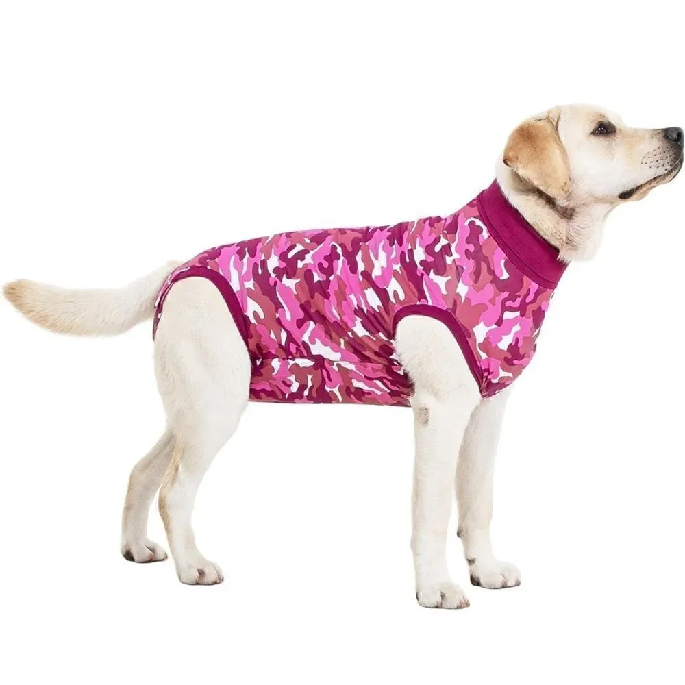 Suitical Dog Surgery Recovery Suit with Clip-Up System - pink camo